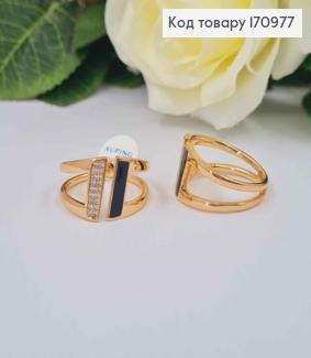 Перстень-Печать, С черной эмалью, с камнями, Xuping 18K 170977 фото