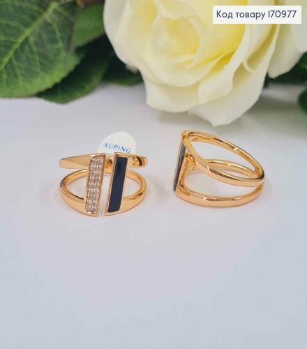 Перстень-Печать, С черной эмалью, с камнями, Xuping 18K 170977 фото 1