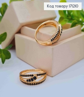 Кольцо украшено Черными камнями, Xuping 18К 171210 фото