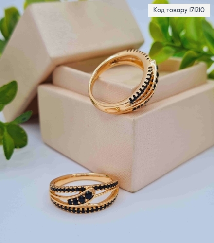 Кольцо украшено Черными камнями, Xuping 18К 171210 фото 1