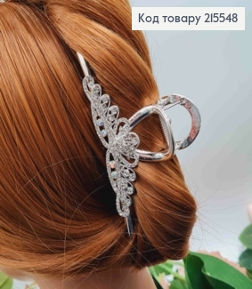 Краб метал ПАВА  срібного кольору в камінцях, довжина 11,2см 215548 фото