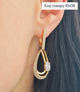 Серьги "Путь" с подвеской с камешком, 2см. англ. зам. Xuping 18K 115438 фото