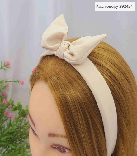 Обруч пластик в ткани "Солоха", Пудрового цвета, 2,5см, ручная работа, Украина. 292424 фото 1