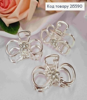 Краб металл "Бесконечность" с Цветком из камней, 4,5см, серебряного цвета 215590 фото