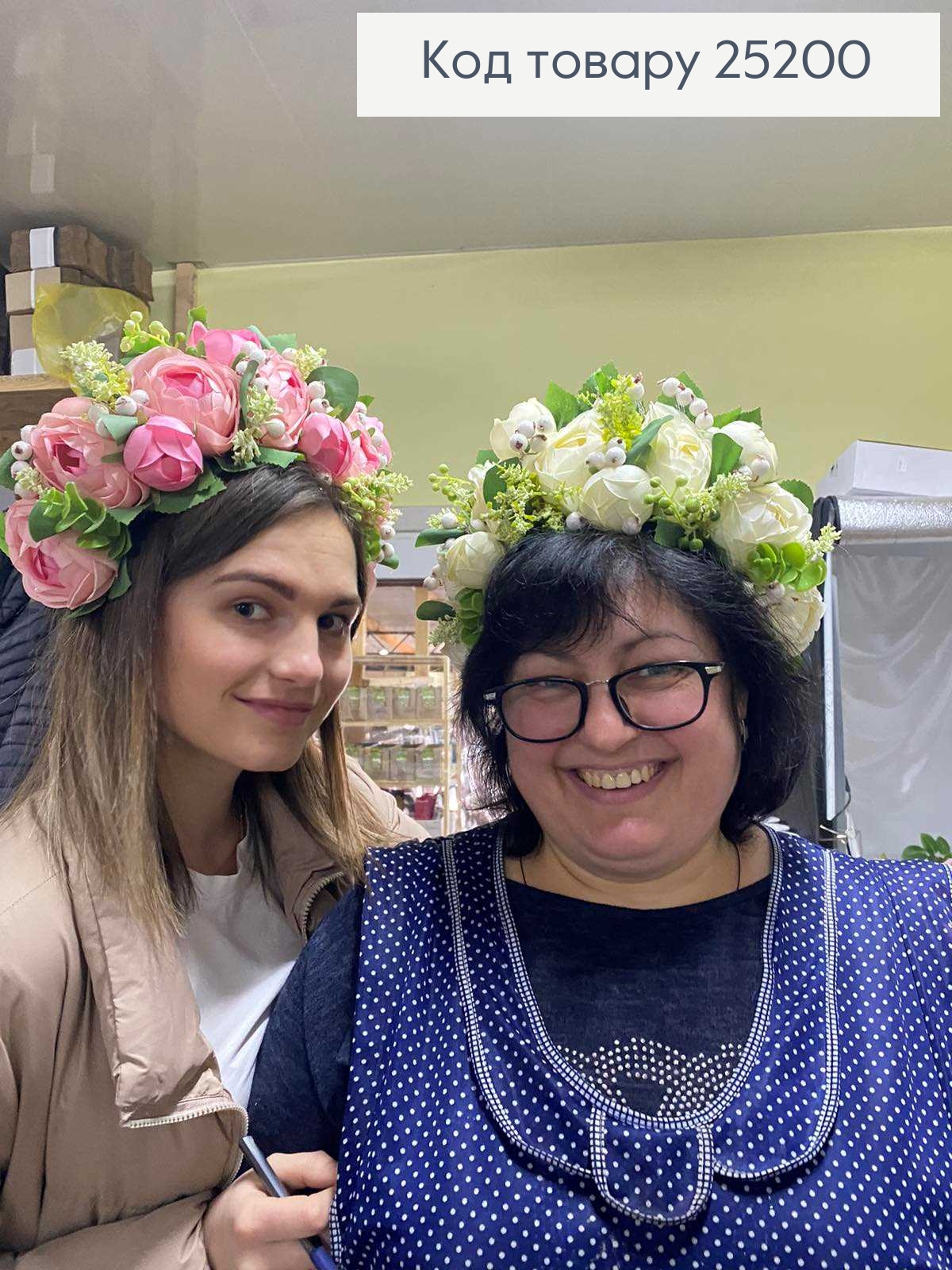 Обруч-віночок розкішний з Рожевими Трояндами, ручна робота, Україна 287034 фото 4