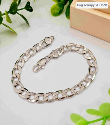 Браслет родованный ПАНЦИРНОЕ ПЛЕТЕНИЕ, ширина 7мм, длина 19см, Xuping 200338 фото 1