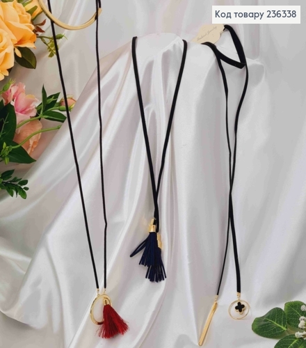 Бижутерия на шею из экокожи, с подвеской косточкой и металлическими элементами, в ассорт. дл. 50см 236338 фото 1