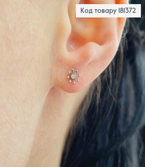 Серьги родованные, маленькие цветочки, с камешками, 5мм, Xuping 181372 фото