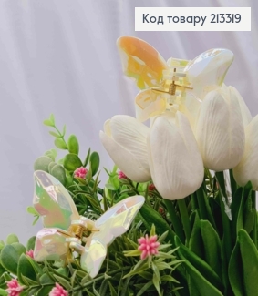 Краб пластик глянцевый "БАБОЧКА", размером 8*5см, ярко Перламутрово-Молочного цвета 213319 фото