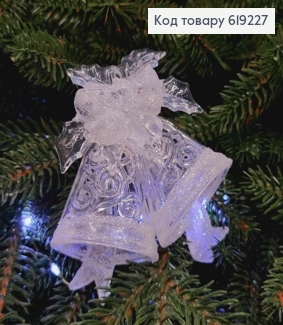 Новорічна фігура ДЗВОНИКИ, пластик, колір ПРОЗОРИЙ+БЛИСК 8*9см, Україна 619227 фото