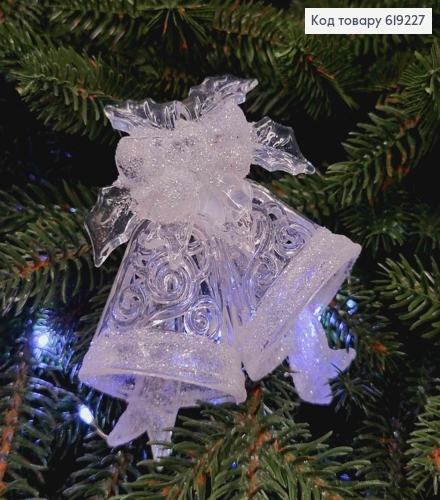Новорічна фігура ДЗВОНИКИ, пластик, колір ПРОЗОРИЙ+БЛИСК 8*9см, Україна 619227 фото 1