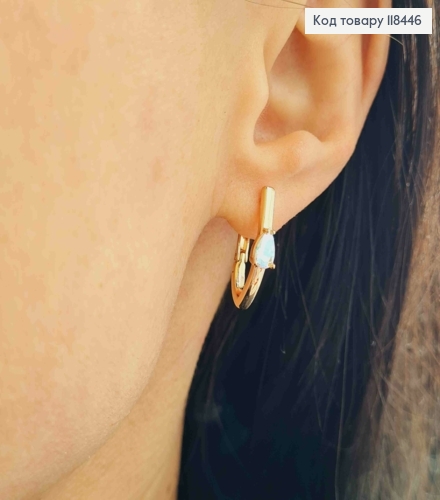 Серьги "Стрели" с ярким камнем Хамелеон, длина 2см, английская застежка, XUPING 18K 118446 фото 2