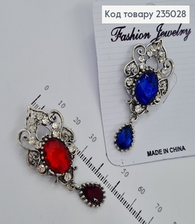 Брошь металл серебряная Корона  с камнями 235028 фото