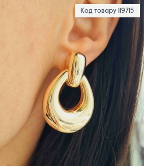 Серьги гвоздики Объемные, длина 3,6 см, Xuping 18К 119715 фото