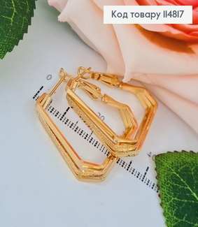 Сережки Геометрические , 3*3см, Xuping 18К  114817 фото