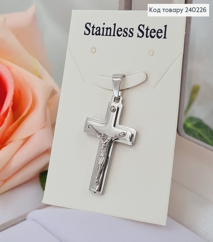 Крестик родированый с Распьятием, 3*2см, Stainless Steel 240226 фото 4