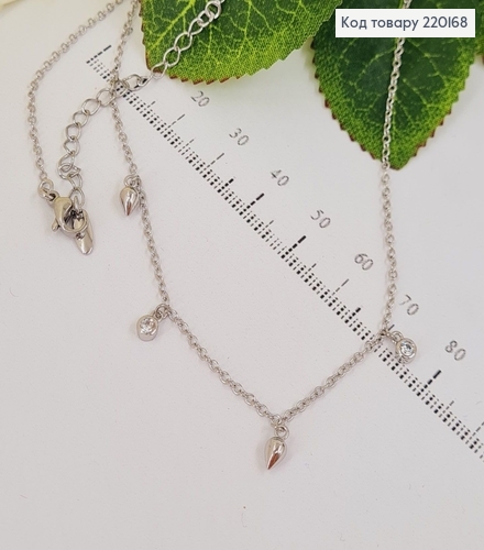 Цепочка с камнями та капельками 40+4см родированая Xuping 220168 фото 1