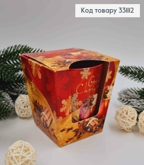 Аромасвечка стакан GOLDEN CHRISTMAS, baked apple with cinnamon and spices,115г/ 30час., Польша 331112 фото