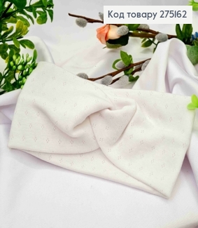 Пов'язка дитяча, чалма, БІЛОГО кольору, (трикотаж), 33*9см, ручна робота. Україна  275162 фото