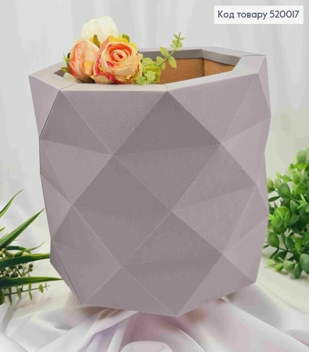 Коробка многогранная, серого цвета, диаметр 22см, высота 18см, глубина 10,5см, УКРАИНА 520017 фото 1
