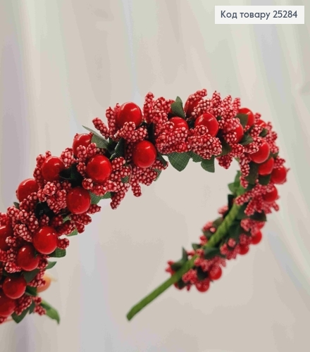 Обруч метал, Червоного кольору з Червоним додатком, ручна робота, Україна 287019 фото 1