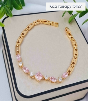 Браслет "РАССВЕТ" украшен Розовыми камешками, дл. 17+2см, Xuping 18K 151127 фото