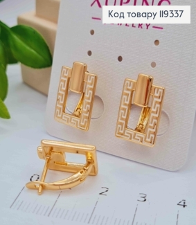 Серьги ВЕРСАЧЕ с Белой эмалью, длина 1,6см, английская застежка, XUPING 18K 119337 фото