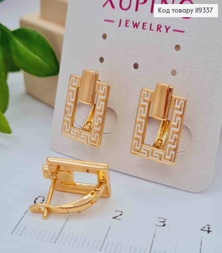 Серьги ВЕРСАЧЕ с Белой эмалью, длина 1,6см, английская застежка, XUPING 18K 119337 фото 1