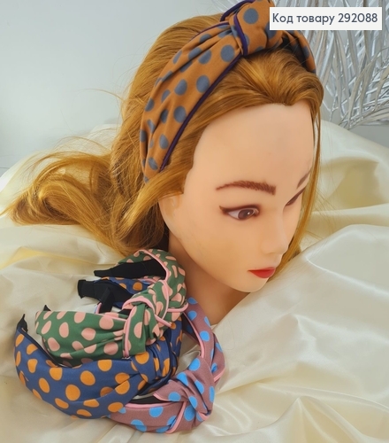 Обруч чалма из ткани в горох в асс. 292088 фото 1