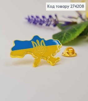 Брошка патріотична "Територія України з гербом "  3,5*2,5см на вкрутці 274208 фото