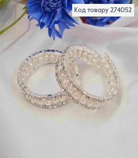 Браслет дитячий срібний з камінцями та перлинками  274052 фото