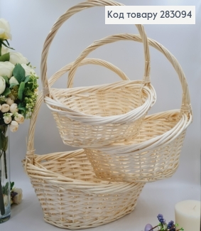 Набор корзин плетеных "Лодочка" 3шт ВЫБЕЛЕНЫХ (41*34*12, 33*27*12, 28*21*9см) УКРАИНА 283094 фото