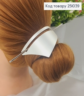 Півколо метал із заколкою для гульки срібного кольору 251039 фото