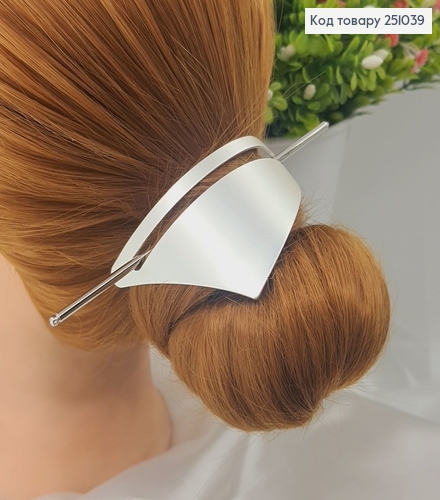 Полукруг металл с заколкой для шишки серебряного цвета 251039 фото 1