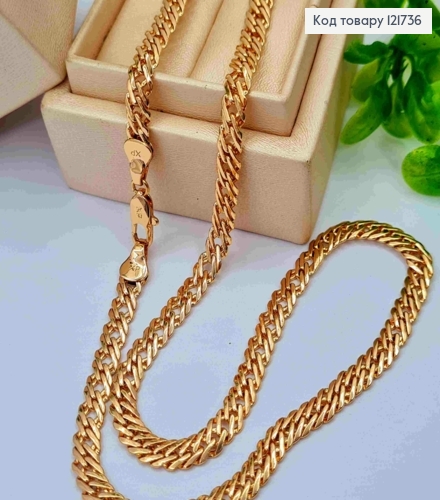 Цепочка РОМБОВЫЕ ПЕЛЕТЕНИЯ, ширина 5мм, длина 50см, Xuping 18K 121736 фото 1