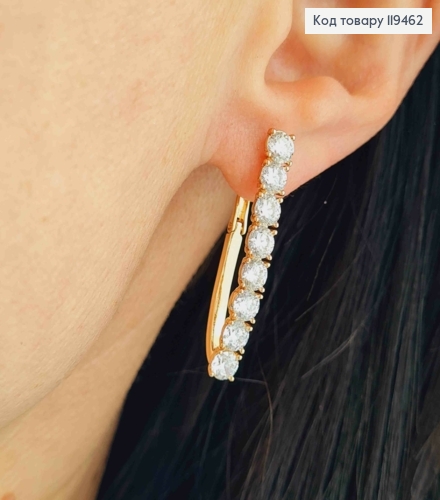 Серьги стрелы украшены Блестящими камешками, 3,2см, английская застежка, Xuping 18К 119462 фото 1