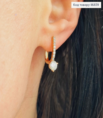 Серьги, Линейка с камешками, 1,8см, англ. зам. Xuping 18K 116839 фото 2