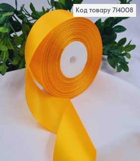 Лента атласная ГОРЯЧЕ-ЖЕЛТАЯ (цвет 017), ширина 4см, длина 36 ярдов (33м) 714008 фото