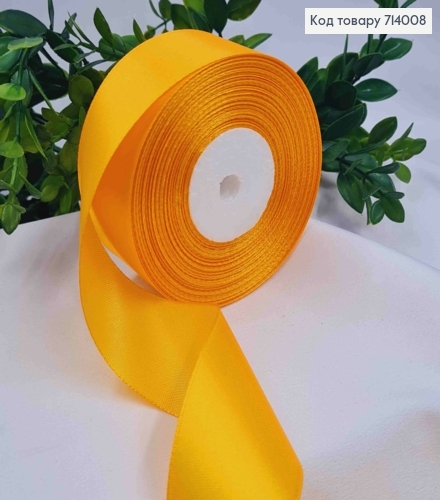 Лента атласная ГОРЯЧЕ-ЖЕЛТАЯ (цвет 017), ширина 4см, длина 36 ярдов (33м) 714008 фото 1