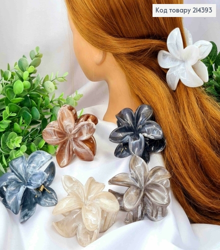 Краб пластик глянцевый, "Гавайский Цветок", размер 8см, Мраморные цвета с блеском в ассортименте. 214393 фото 1