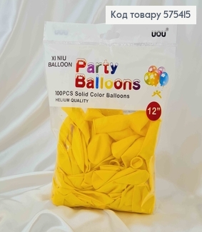 Воздушные шары латексные, ЖЕЛТЫЕ, 12'' UOU, 100шт/уп 575415 фото