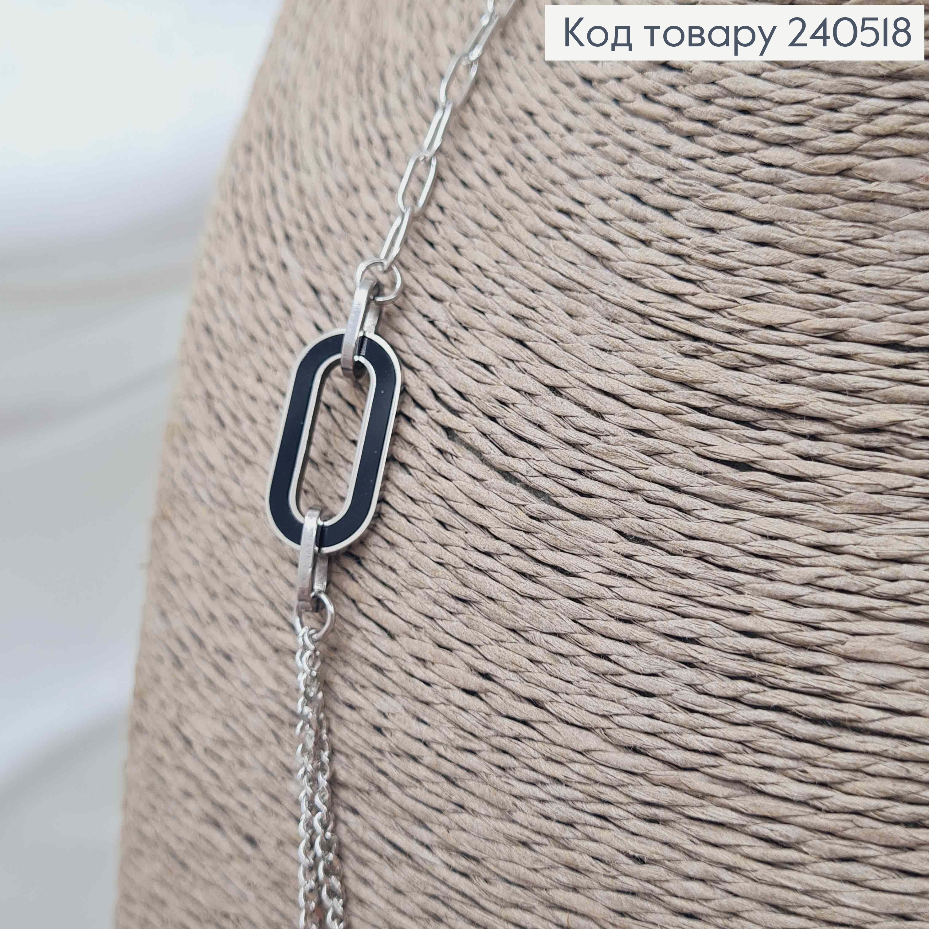 Цепочка двойная, серебряного цвета, с круглой подвеской Van Cleef, 40+5см, сталь Stainless Steel 240518 фото 2