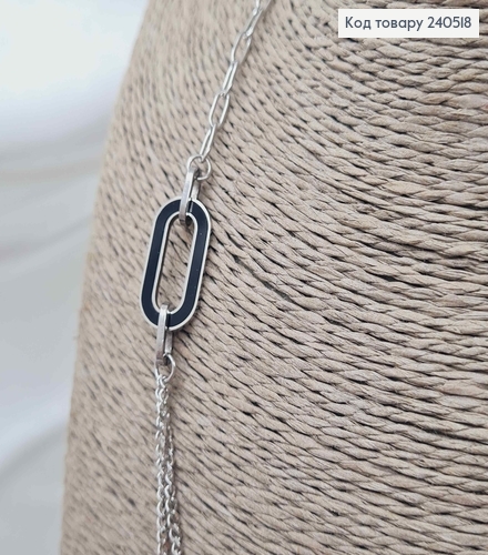 Цепочка двойная, серебряного цвета, с круглой подвеской Van Cleef, 40+5см, сталь Stainless Steel 240518 фото 2