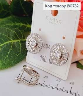 Сережки родовані "Стильне Коло" з камінцями (англ.застібка), 1,5см, Xuping 180782 фото