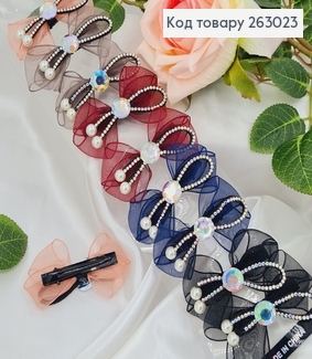 Заколка (10шт) чорная Стрела (Клюв) в камнях  8см в асорт. 263023 фото