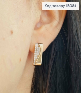 Серьги квадратные украшены камешками, 1,6*0,7см, английская застежка, Xuping 18К. 118084 фото