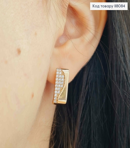Серьги квадратные украшены камешками, 1,6*0,7см, английская застежка, Xuping 18К. 118084 фото 1