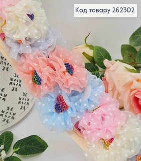 Набор детских резинок, Бантики с Сердцем в цветных камнях, 20шт/наб 262302 фото