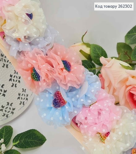 Набор детских резинок, Бантики с Сердцем в цветных камнях, 20шт/наб 262302 фото 1