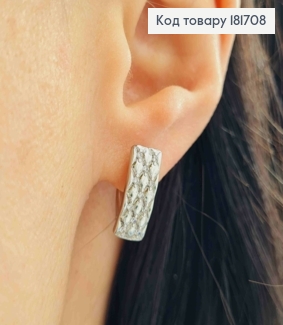 Серьги родованные "Прямоугольные" украшены Блестящими камешками, 1,6*0,6см, английская застежка,Xuping 181708 фото